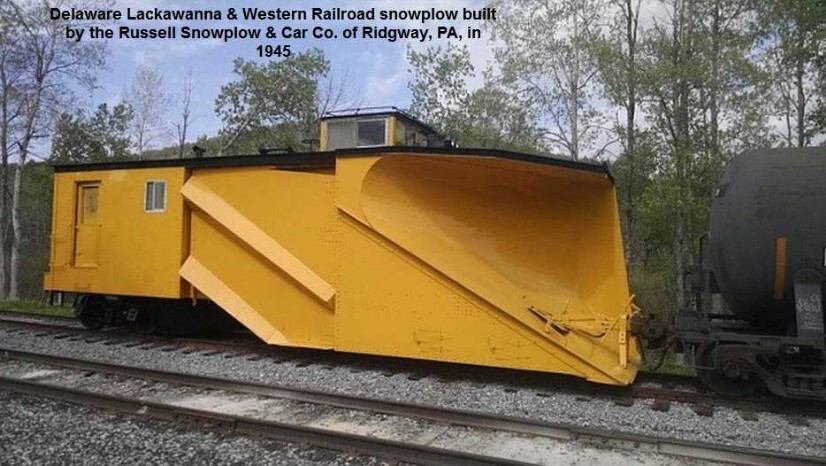 Delaware Lackawanna & Western #95904, a 45 ton double track snowplow built in 1945 by Russell Snowplow and Car Co. of Ridgway, PA.